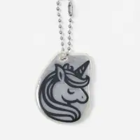 Светоотражающий элемент двусторон единорог 3,9*4,8см цепочка белый АУ