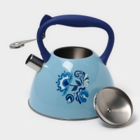 Чайник со свистком из нержавеющей стали Доляна &laquo;Свиристель&raquo;, 3 л, цвет голубой