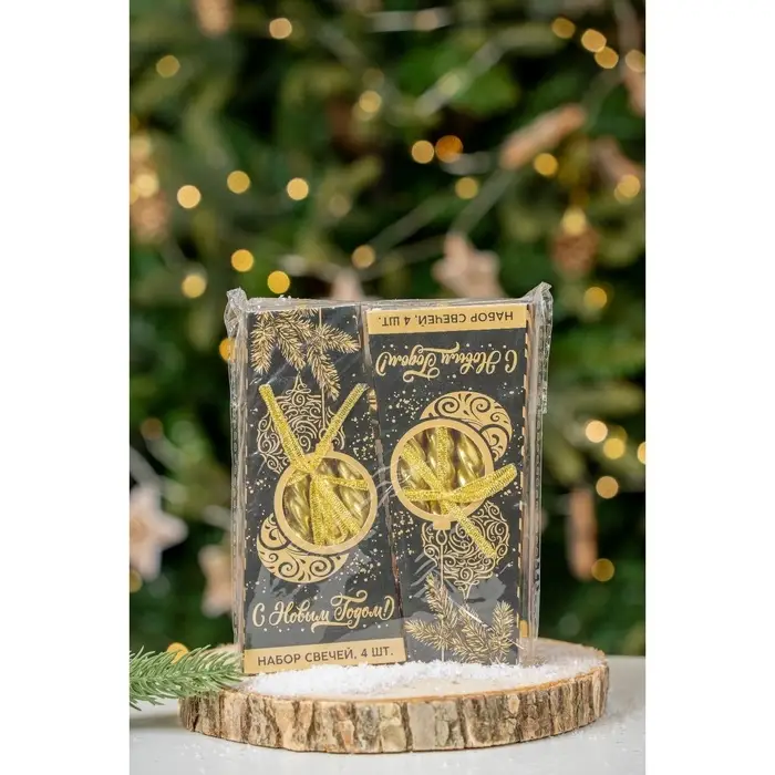 Набор свечей Новогодний 8 шт,  1,5 см х 1,5 см х 15 см