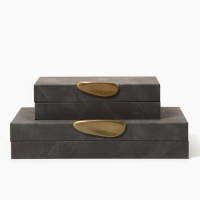 Шкатулка для украшений &laquo;Серый мрамор&raquo; экокожа, набор 2 шт.