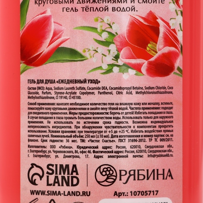 Гель для душа ЧИСТОЕ СЧАСТЬЕ &laquo;Сияй ярче всех&raquo;, 250 мл, аромат ягодный сорбет