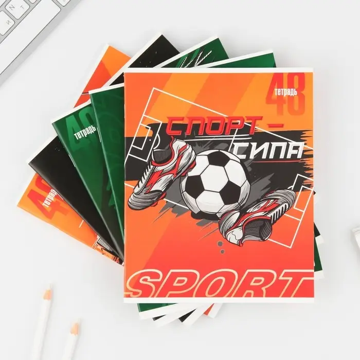Тетрадь в клетку, 48 л., А5, на скрепке, блок №1 &laquo;Спорт&raquo; МИКС