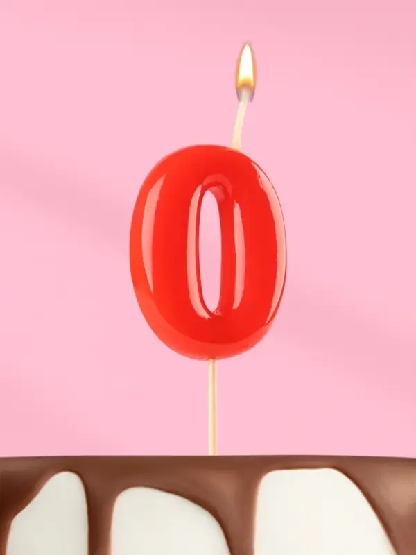 Свеча в торт &laquo;Красная&raquo;, цифра 0