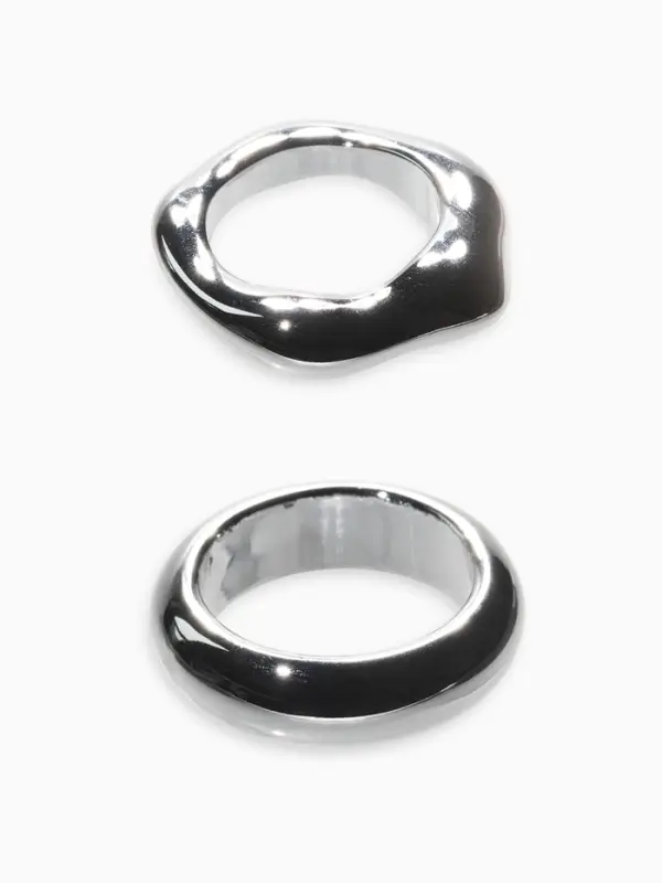 Кольцо пластик &laquo;Стиль&raquo;, набор 2 шт. размер 17, цвет серебро