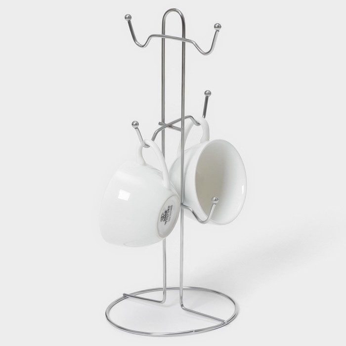 Подставка для кружек на 6 предметов Доляна, 13,5&times;13,5&times;30 см, цвет серый