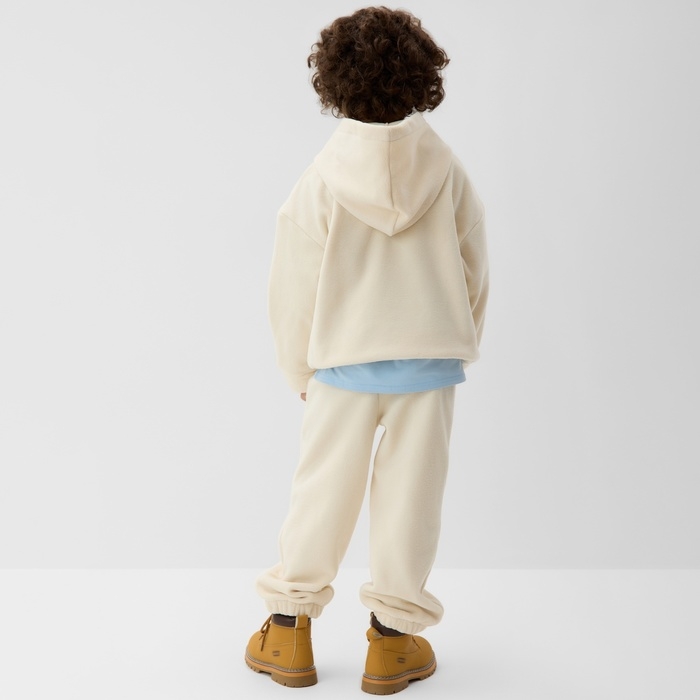 Костюм флисовый (худи и брюки) детский MINAKU: Fleece Soft, цвет бежевый, рост 122 см