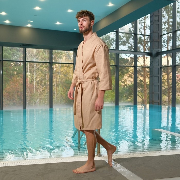 Халат вафельный мужской &laquo;Экономь и Я&raquo; размер 46-48