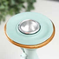 Подсвечник полистоун на 1 свечу "Пышный лист" нежно-голубой 21,5х9х9 см