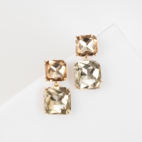 Серьги со стразами «Иллюзион» полутона квадраты, цвет золотой Серьги со стразами «Иллюзион» полутона квадраты, цвет золотой