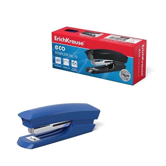 Степлер ErichKrause ECO № 10, до 20 листов, встроенный антистеплер, микс Степлер ErichKrause ECO № 10, до 20 листов, встроенный антистеплер, микс