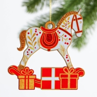 Ёлочная игрушка новогодняя «Конь», на Новый год, 8,8 х 9,2 см Ёлочная игрушка новогодняя «Конь», на Новый год, 8,8 х 9,2 см