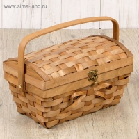 Сундук &laquo;Бантик&raquo;, с ручкой, тонированный натуральный, 27&times;16&times;14,5/20,5 см, шпон