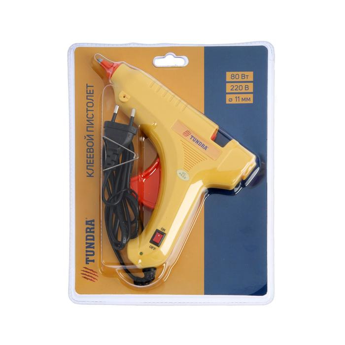 Клеевой пистолет ТУНДРА, 80 Вт, 220 В, выключатель, индикатор, антикапля, шнур 1.3 м, 11 мм Клеевой пистолет ТУНДРА, 80 Вт, 220 В, выключатель, индикатор, антикапля, шнур 1.3 м, 11 мм