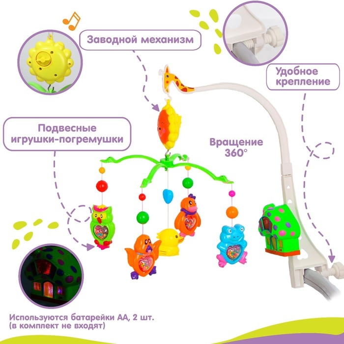 Мобиль музыкальный на кроватку &laquo;Пряничный Домик. Малыши&raquo;, заводной, Крошка Я