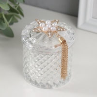 Шкатулка стекло "Звезда жемчужная" с кисточкой 6,6х6,5х7,8 см Шкатулка стекло "Звезда жемчужная" с кисточкой 6,6х6,5х7,8 см