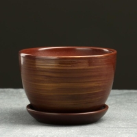 Горшок для цветов &laquo;Саванна&raquo;, 750 мл, d=14 см, h=10 см, керамика, с поддоном, коричневый