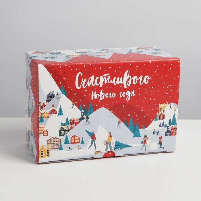 Коробка подарочная новогодняя складная &laquo;Зимний город&raquo;, 22 х 15 х 10 см, Новый год