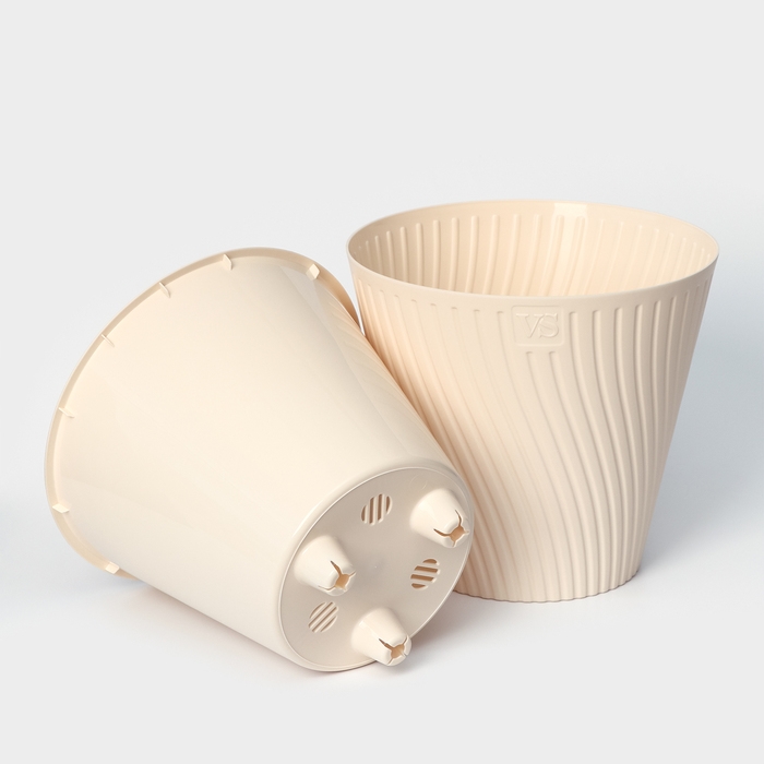 Кашпо для цветов со вставкой &laquo;Луи&raquo;, 2.7 л, цвет кремовый