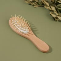 Расчёска - мини массажная &laquo;Натурель&raquo;, 4,5 &times; 15,5 см, цвет &laquo;светлое дерево&raquo;