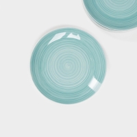 Набор фарфоровых тарелок Доляна &laquo;Палитра&raquo;, 6 предметов, d=19 см, цвет бирюзовый