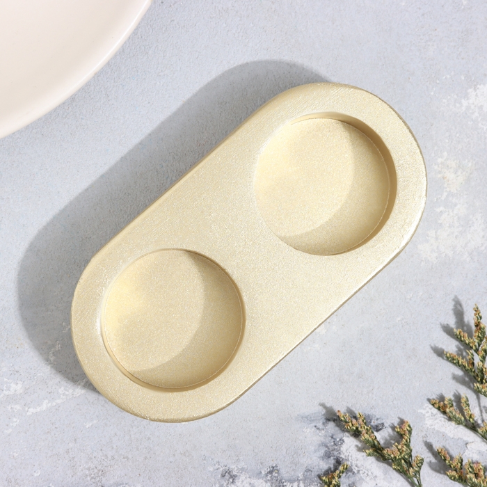 Подсвечник "Мрамор" из гипса для двух свечей овальный, 12х6х3см,золото