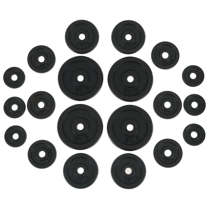 Набор ONLYTOP: 2 гантельных грифа, 1 гриф прямой 1,5 м, 20 дисков, вес 50 кг