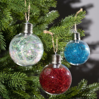 Набор ёлочных шаров &laquo;Мишура цветная&raquo; 3 шт., батарейки, 5 LED, свечение белое