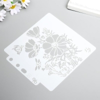 Трафарет пластик "Куст ромашки и бабочки" 13х14 см