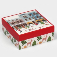 Коробка новогодняя складная &laquo;Новогодний город&raquo;, 17 х 17 х 7 см, Новый год