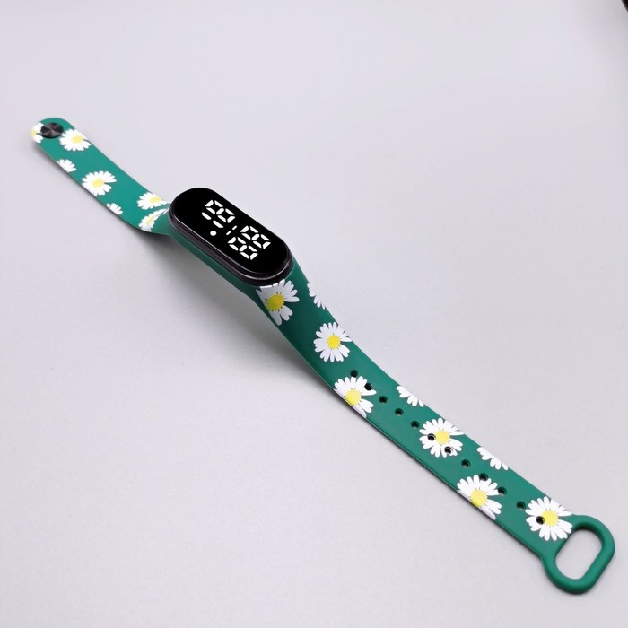 Часы наручные электронные Часы наручные электронные "Ромашки", зеленые