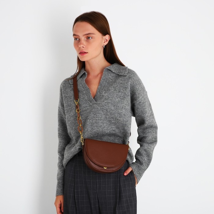 Сумка-мессенджер на молнии, цвет коричневый Сумка-мессенджер на молнии, цвет коричневый