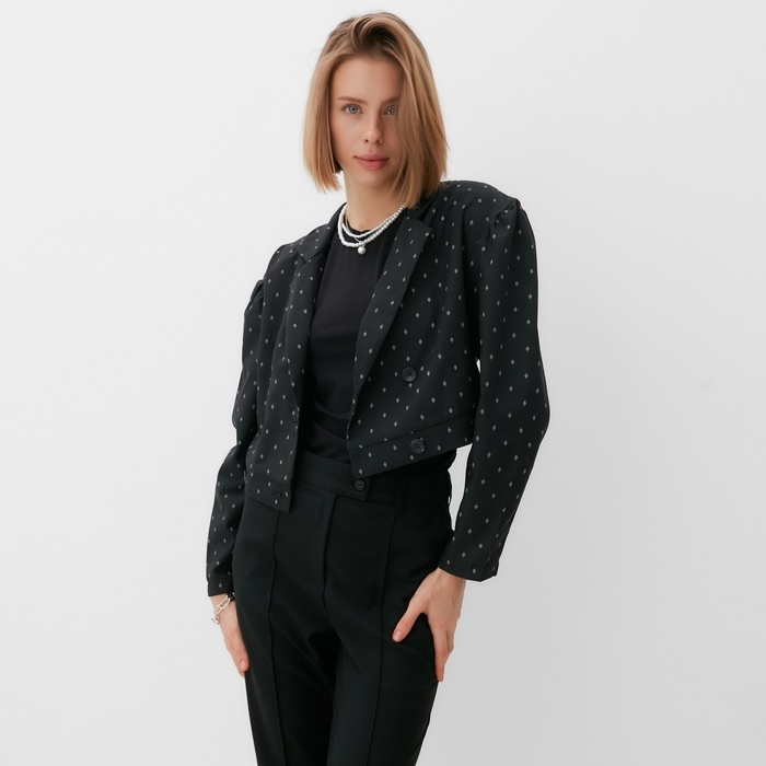 Жакет женский MINAKU: Green trend цвет чёрный, р-р 48 Жакет женский MINAKU: Green trend цвет чёрный, р-р 48