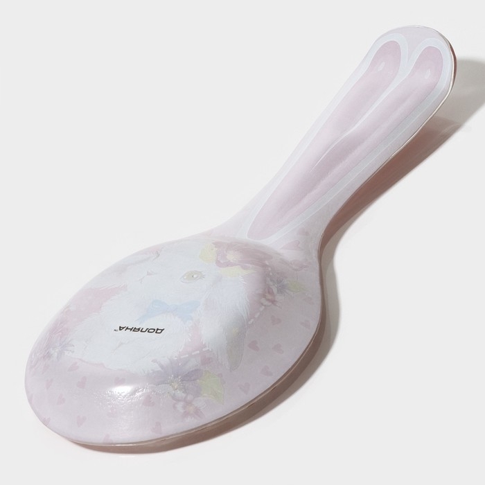 Подставка стеклянная под ложку Доляна &laquo;Цветочный зайка&raquo;, 27&times;12,5&times;2 см