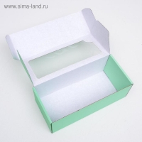 Коробка самосборная, с окном, мятная, 16 х 35 х 12 см МИКС