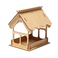 Кормушка-конструктор из ХДФ для птиц &laquo;Домик&raquo; своими руками, 21 &times; 18 &times; 21 см, Greengo
