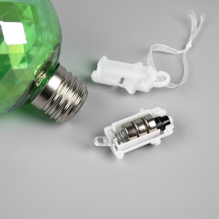 Набор елочных шаров "Акценты зеленого", d=7 см, 3 LED, 3 шт, батарейки AG13x9 (нет в комплекте), свечение теплое белое