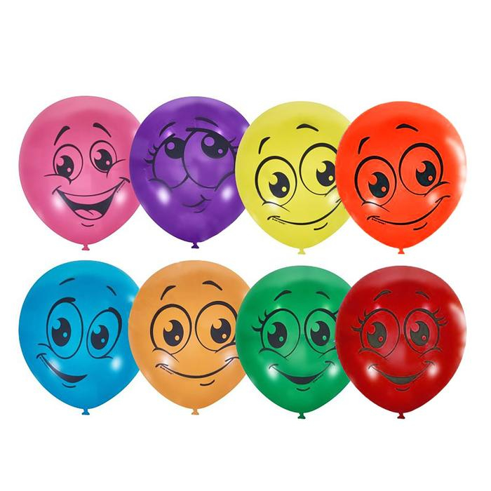 Шар латексный 12" &laquo;Улыбки&raquo;, пастель, декоратор, 1-сторонний, набор 50 шт., цвета МИКС