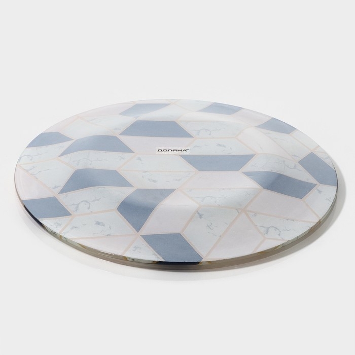 Тарелка стеклянная Доляна &laquo;Розовый мрамор&raquo;, d=23 см