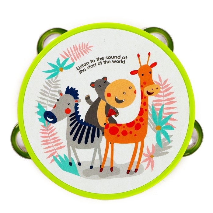 Игрушка музыкальная &laquo;Бубен. Зверята&raquo;, 8 металлических бубенцов, МИКС