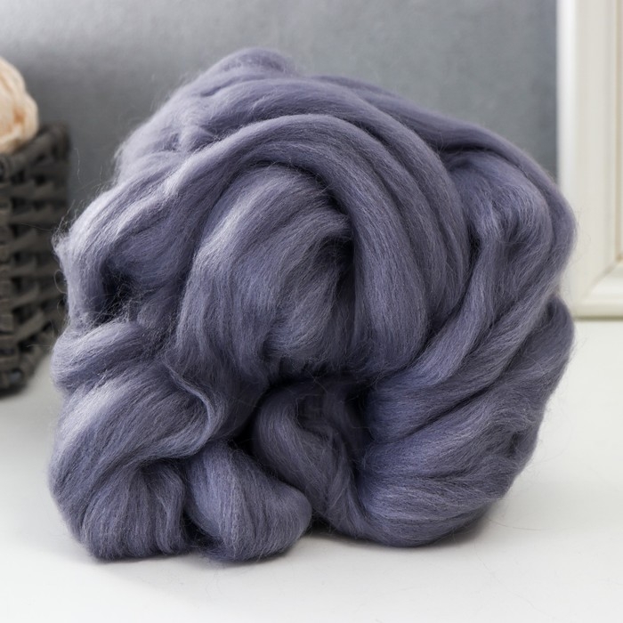 Шерсть для валяния 100% полутонкая шерсть 50 гр (169, серый) Шерсть для валяния 100% полутонкая шерсть 50 гр (169, серый)