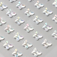 Наклейка пластик стразы "Бабочки" перламутровая 15х9 см