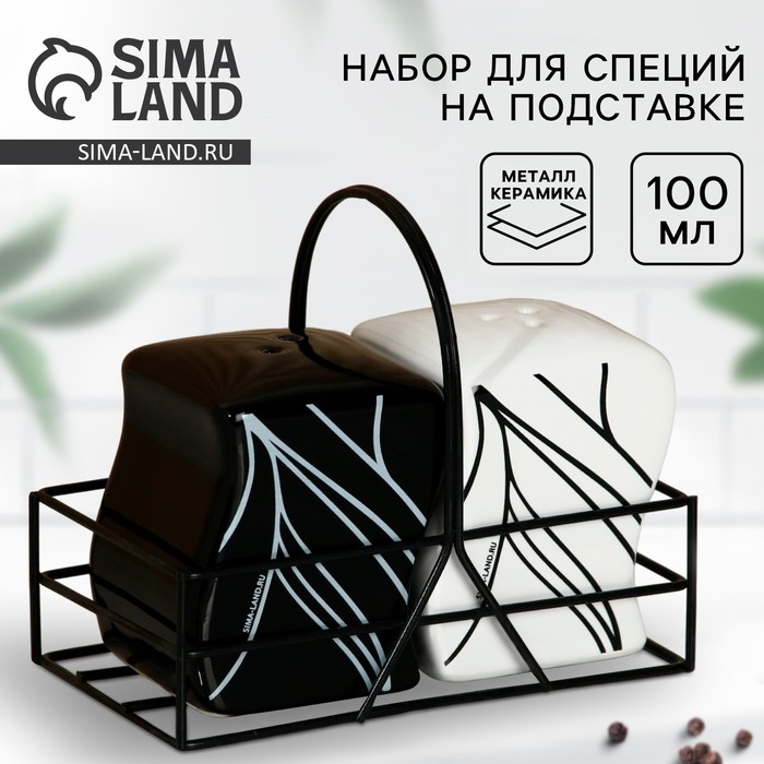 Банки для специй на металлической подставке &laquo;Линии&raquo;, 2 шт