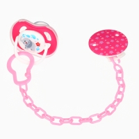 Набор: Соска - пустышка с держателем &laquo;Слоник&raquo;, анатомическая +6 мес, цвет розовый