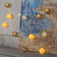 Гирлянда &laquo;Нить&raquo; 5 м с насадками &laquo;Клубки небесные&raquo;, IP20, прозрачная нить, 20 LED, свечение тёплое белое, 220 В