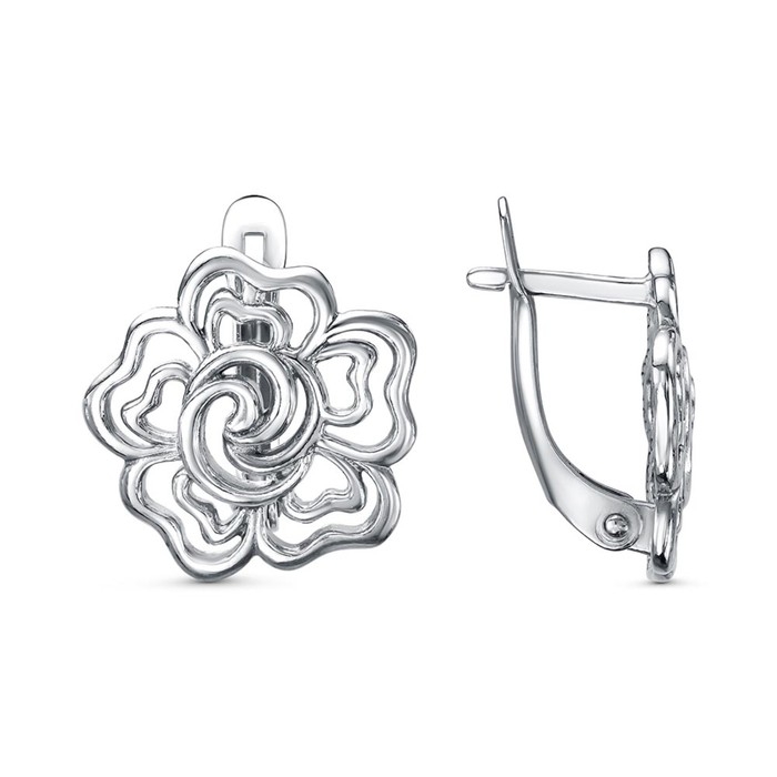 Серьги «Цветок», платинирование Серьги «Цветок», платинирование