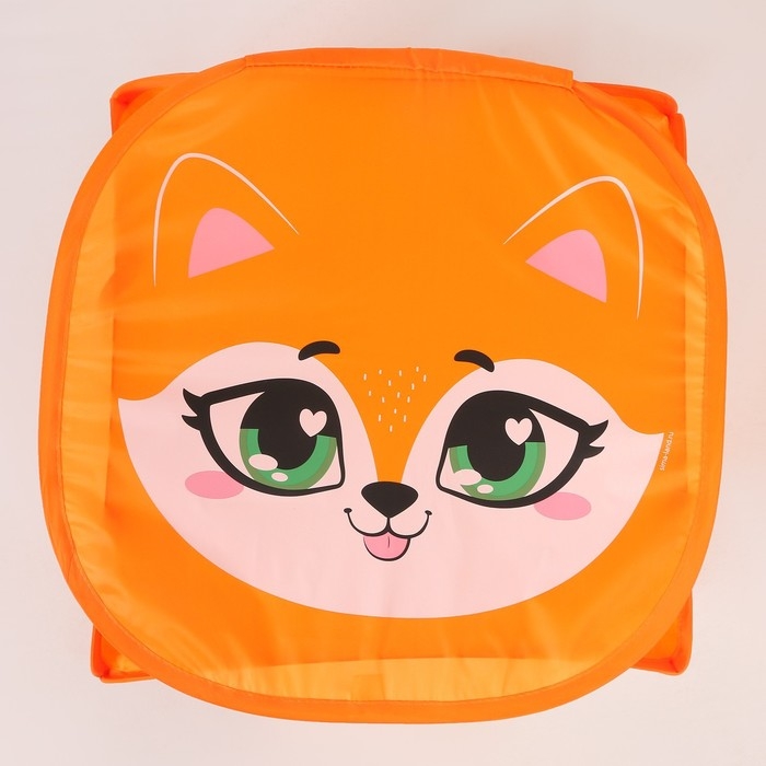 Корзина для хранения игрушек &laquo;Лисёнок&raquo; с крышкой, 45 х 45 х 43 см, оранжевая