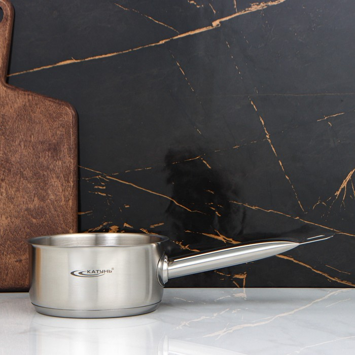 Ковш без крышки &laquo;Общепит&raquo;, 1 л, d=14 см, h=7 см, металлическая ручка, с теплораспределительным слоем, индукция