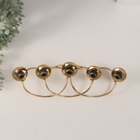 Подсвечник металл на 5 свечей "Волны" золото d-2 см 10,5х37х11 см