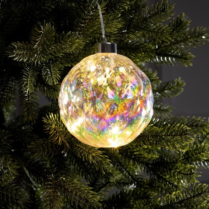 Елочная игрушка светодиодная Елочная игрушка светодиодная "Шар", d=12 см, 12 LED, ААх2, свечение тёплое белое