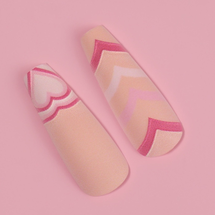 Накладные ногти &laquo;Грация&raquo;, 12 шт, с клеевыми пластинами, форма балерина, цвет бежевый/розовый